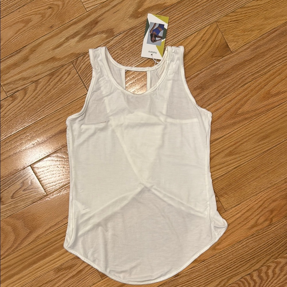 HALARA White Asymmetrical Cut Out Tank Top